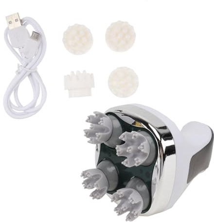 Wiederaufladbares Magnet Kopfmassagegerät aus Kunststoff, Weiß | 1200mah Akku, USB Ladung, Design, 2 Massagekopfsätze, für Zuhause und Reisen