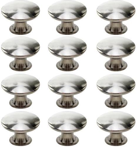 Mokife 12 Boutons de Placard Cuisine, Rond Poignée de Tiroir Vintage, Petits Metal Boutons de Porte Meubles Salle de Bain 30x21mm, Argent