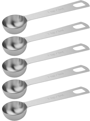 BERYLER 5PCS 1tsp (1/3tbsp, 5ml) Single Measuring Spoon, Stainless Steel Individual Teaspoons Only
