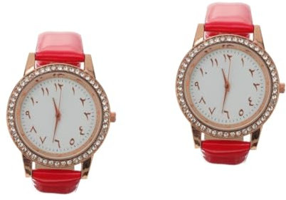 VALICLUD 2stücke Damen Armbanduhr Mit Glitzersteinchen Elegante Pu-Lederriemen Verstellbare Für Alltag Und Business Stilvolles Accessoire Für Modebewusste Frauen