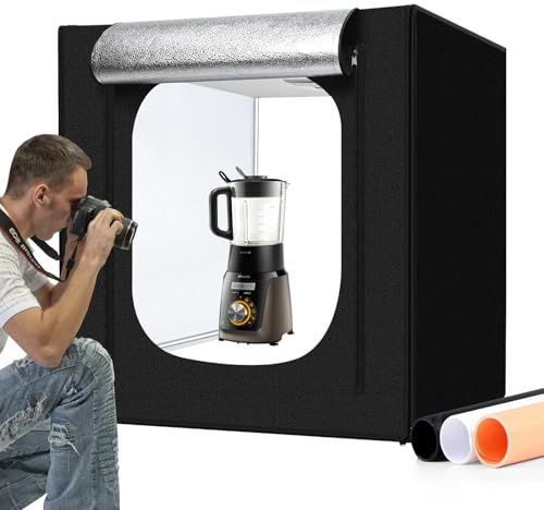 32x32 Inch Photo Studio Photo Light Box for Photography, 410 LED Large Lightbox with 3 Stepless Dimming Light Panel and Soft Light Cloth Professional Photo Background Shooting Tents