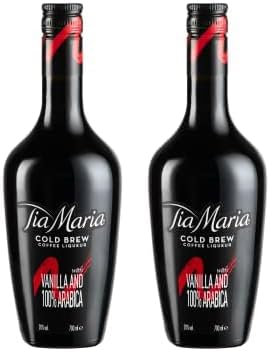 Tia Maria - Cold Brew Coffee Liqueur with Vanilla and 100% Arabica, Rich Roasted Coffee Intensity with Hints of Vanilla and Chocolate, Gluten Free, Bottle of 70 cl, 20% ABV (Pack of 2)