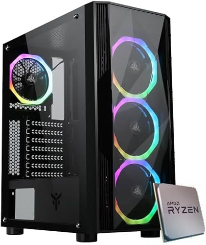 EMCA4 Computer Gaming PC Assemblato Fisso Ryzen 7 5700X - RTX 4060 8GB - SSD M.2 1TB nvme - Ram 32GB DDR4 3200Mhz - 6 ventole RGB - WIFI - Windows 11