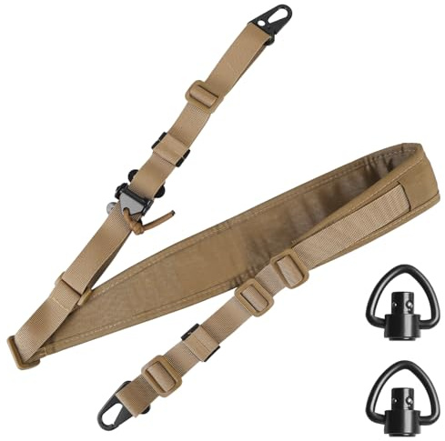 Sangle de fusil à 2 points, sangle réglable pour fusil, sangle d'épaule antidérapante avec 2 sangles pivotantes pour le sport, le jeu, la chasse en plein air
