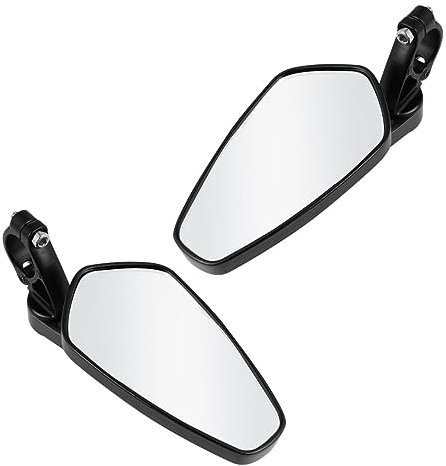 JECOMPRIS Motorrad Rückspiegel Lenker Rückspiegel Vollaluminium Schwarz Kompatibel Mit Straßenmotorräder Cruiser Atv Für Outdoor Nutzung