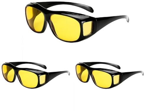Nachtfahrbrille für Damen und Herren, Polarisierte Sonnenbrille mit Gelben Gläsern für Nacht und Dämmerung, Geeignet für Autofahren und Radfahren