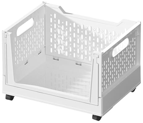 WJnflQN Storage Containers with Wheels | Rolling Storage Bin Book Cart - Foldable Book Basket Storage Organizer, Storage Wheels for Home, Office, Dorm