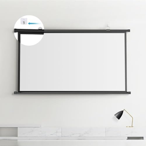 XOMSFKB Manual Pull Down Projector Screen 50inch 60inch Wall Mounted Ceiling Projection Screen Roll Up Movie Screen for Home Theater/Cinema(60inch(16:9))