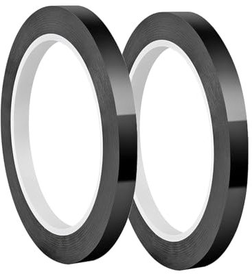 Qrity 2 Rouleaux de Ruban Adhésif en Mylar, 5mm x 66m Ruban Adhésif Isolant, Ruban Électrique, pour Isoler, Réparer et Protéger les Fils Électriques, Noir