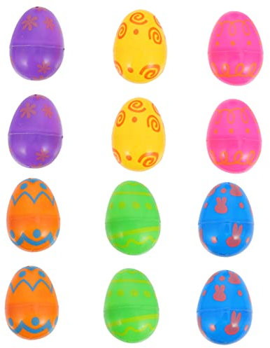 Kisangel 12pcs Bright Plastic Easter Eggs Fillable Empty Egg Shells for Surprise Toys Party Decor Easter Toys for Boys and Girls Hunting Activity