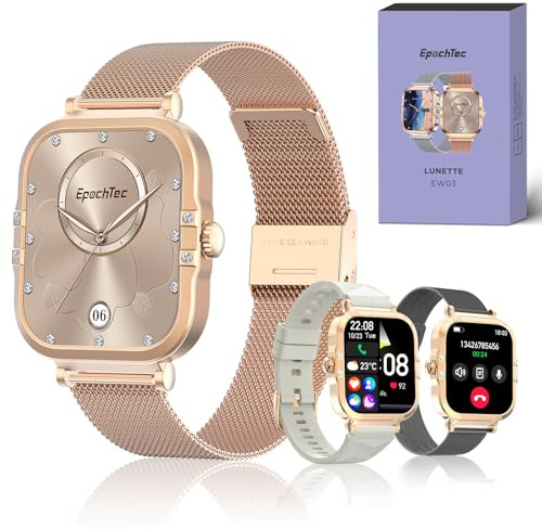 EpochTec Smartwatch Mujer, LUNETTE Ultradelgada 1.75 Pantalla Táctil Llamadas Bluetooth, 260mAh 100+ Modos Deportivos, SpO2, Reloj Cardíaco, Monitor de Sueño, Contador de Pasos, IP68, Reloj Deportivo