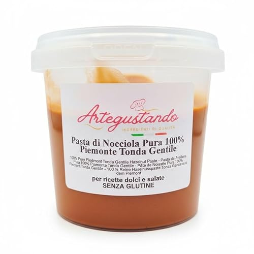 Artegustando-Pasta di Nocciola Pura 100% – Nocciola Tonda Gentile Piemonte – Senza Glutine – Per Dolci, Creme, Gelati – 250g, 500g, 1 kg (250g)