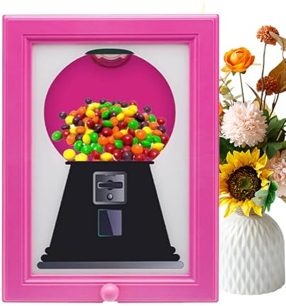 doyandader Sweet Dispenser Picture Frame, Wall Mounted Sweet Dispenser, Cute Hanging Candy Frame, Kid Friendly Bubblegum Vending Toy for Candies Nuts Dog Cat Treats Holiday Presents