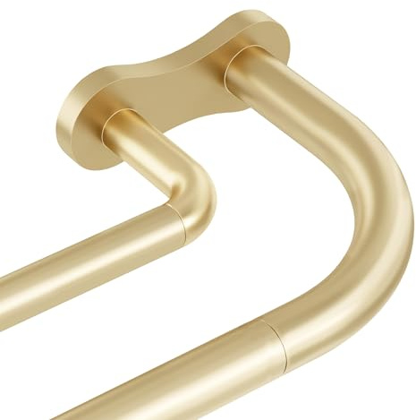 Wolistsa Gold Double Curtain Rod, Wrap Around Blackout Dual Curtain Rods for Windows 48 to 84 inch, Adjustable Heavy Duty Curved Spliced Room Darkening Double Rods, All Metal, Aluminium Bracket