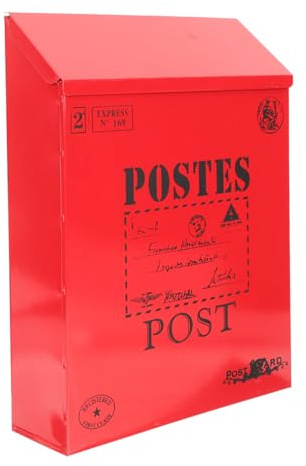 Cassetta per Posta da Parete in Ferro Rosso Serratura | Stile Retro Vintage, Adatta per Casa e Ufficio, Capienza per Buste e Posta