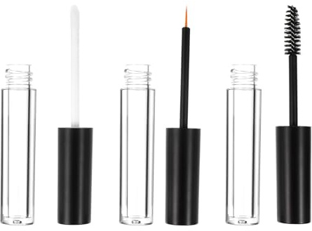 Gogogmee Bottiglia Cosmetica 3 Ml Nera Coperchio Vetro Trasparente 6 Pezzi in Plastica Riutilizzabile per Mascara e Eyeliner