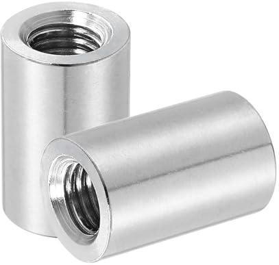 QUARKZMAN 2 Stück M10x1.5x25mm Runde Kupplungsmutter Edelstahl Silber