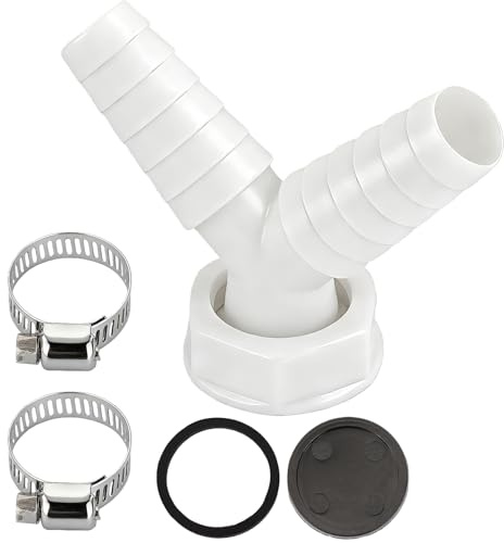 Swiftctrl Conector en Y de Doble Conexión para Desagüe de Lavadora de 1 Pulgada, Kit de Conexión para Lavavajillas y Secadora con Enchufe de Entrada 19-24 mm y Salida DN 40, Incluyendo Abrazaderas