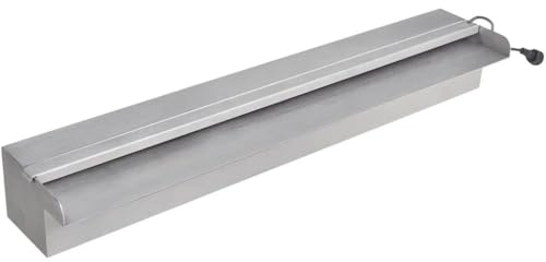 Generico Cascata per Laghetto Rettangolare con LED in Acciaio Inox 60 cm,Fontane e cascate Ornamentali