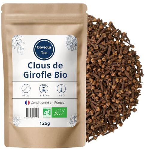 Clous de Girofle Entiers Bio en Vrac - Herboristerie et Tisane Digestive - Syzygium Aromaticum L. - Agriculture Biologique - Sachet 125g
