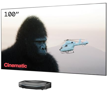 AWOL VISION Aetherion Pro + Pantalla ALR 100 Pulgadas. Proyector láser RGB Triple de Ultra Corto Alcance 4K UHD, HDR10+, Dolby Vision y Atmos, para Cine en casa y Gaming.
