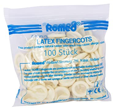 Romed Latex Fingerlinge (S (Small)), 100 Stück