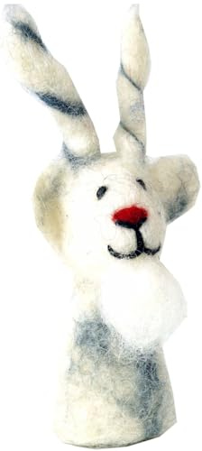 GURU SHOP Handgemachte Fingerpuppe aus Filz - Ziegenbock/weiß, 9x4x3 cm