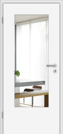 HORI® Zimmertür Basic CPL Weiß hell quer satiniert ESG | Innentüre, Türblatt, passende für alle Standard Zargen mit DIN Größe I 1985 x 860 mm I DIN Links