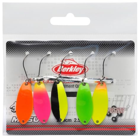 Berkley Area Juego de 5 cucharas – Kleiner Wobbler Spoon Zum Forellen- und Barschangeln, bleifrei, Fusion 19 Haken