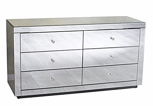 Kommode verspiegelt Schubladen Schrank Glaskommode Wäschekommode vic540 Palazzo Exklusiv Silber