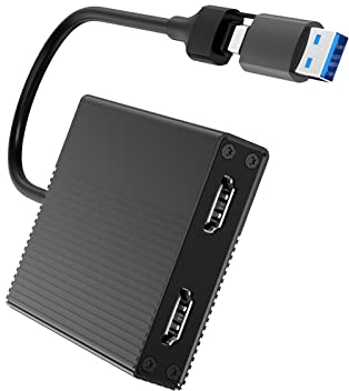 HBAVLINK Displaylink-Adapter, USB-zu-HDMI-Dual-Monitor-Adapter mit DL6950-Chip, 2 Monitore an Laptop anschließen, erweiterte Anzeige, für Computer, MacBook M1 M2 M3