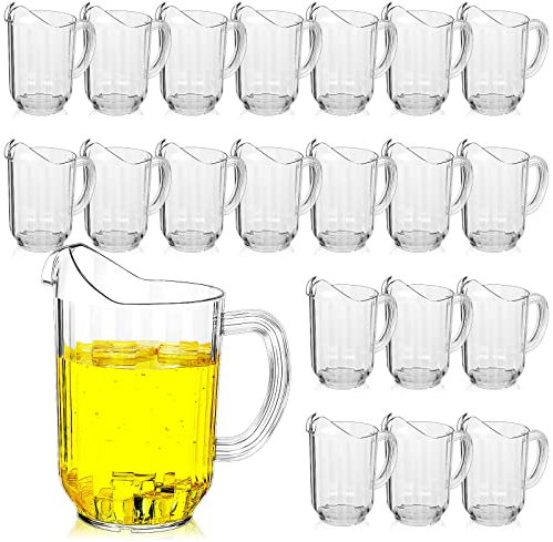 Tessco for you 20 brocche in plastica trasparente da 1,700 g per ristorante, brocca grande caraffa per acqua, servire latte, tè, succo, bevande, per feste, dispenser per birra