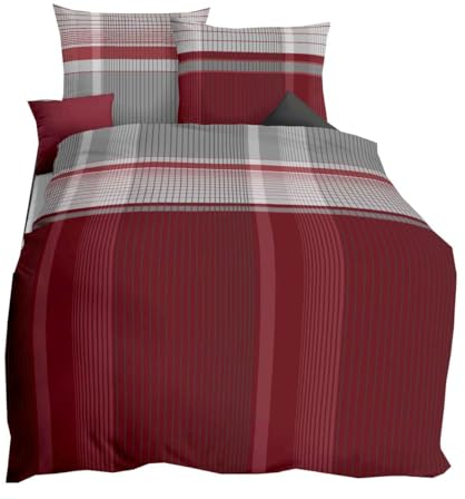 JACK by Kaeppel Fein Biber Bettwäsche 2 TLG. 135x200cm Juno Bordeaux Rot Grau Silber