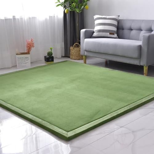 SETHEPACE Alfombra para Niños Antideslizante Mejorada, Alfombra Gruesa de 3CM para Habitación Infantil, Manta de Gateo Suave Ideal para Bebés (Musgo Verde, 100 * 200CM)
