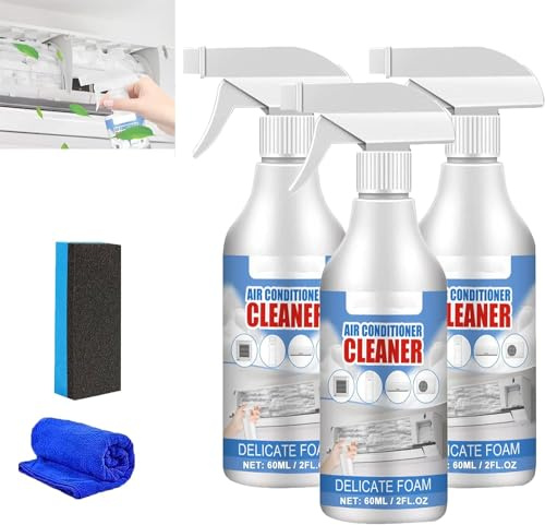 Klimaanlagen-Reiniger, Schaumspulen-Reiniger für Klimaanlagen, Luftfilter-Deodorierer, kein Waschen, Klimaanlagen-Schaumspulen-Reiniger-Spray, 60 ml (3 Stück)
