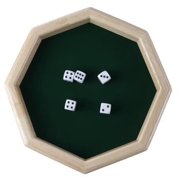 Orivin Plateau à dés octogonal en bois pour jeux de dés, idéal pour les fêtes en famille ou pour adultes