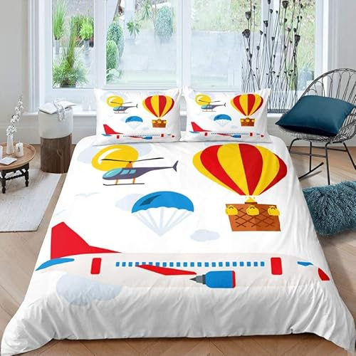 Rptidmv Housse de Couette 200x200 Ballon Parure de Lit avec Fermeture Éclair (Adultes Enfant), Confortable Doux et Housse de Couette en Microfibre et 2 Taie d'oreiller 65x65 cm