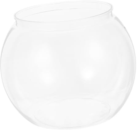 TOYANDONA Bocal Rond Transparent Plastique pour Poissons Betta Petit Aquarium Intérieur Réutilisable pour Bureau