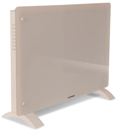 VONROC Chauffage Électrique en Verre Beige 1500W – Design avec Thermostat Réglable, Wi-Fi & Commande Manuelle – 2 Niveaux de Chauffage – Mode Hors Gel – Pour Pièces jusqu’à 18m²