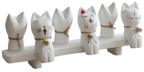 Figure Di Gatti | Giocattoli in Legno per Gattino | Figure Feline con Campanelli - per Adulti Donne Ragazzi Ragazze Famiglia Sala di Lavoro Armadio Ufficio Negozio Vacanze Natale