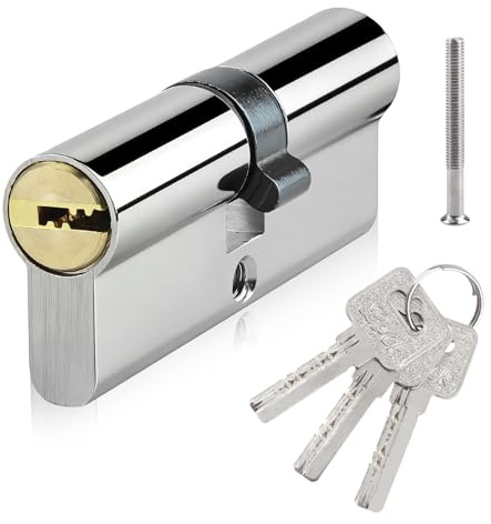 Sunyunze Barillet Porte D'entrée Euro Cylindre de Serrure Double Entrée 70mm(35/35) Canon Serrure avec 3 Clés idéal pour Portes Intérieures et Bureaux