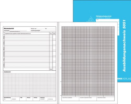 5er Pack RNK - 5051 Wochenbericht / Heft, mit Skizzenteil in Millimeter-Einteilung, DIN A4, 30 Blatt