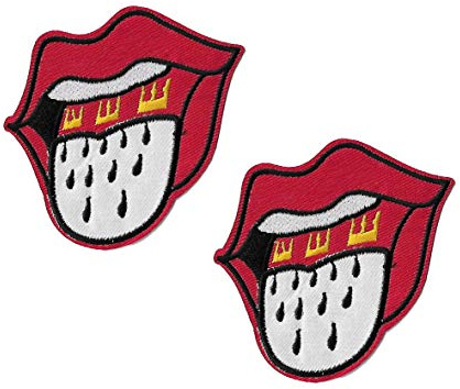 Bügelbild-Stoff 2er Set mittel Köln Zunge rot weiß zur Veredelung, DIY