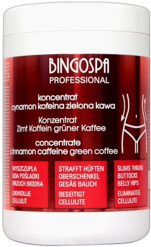 BINGOSPA Anti-Cellulite Bantning Kanel och Koffein 100% koncentrat med liposomer och oljor: Grönt kaffe, apelsinskal och kryddnejlika för uppstramande och modellering - 1000 ml