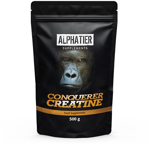 Alphatier Creatin Monohydrat 500 g Creapure - Kreatin Pulver - hochdosiert + vegan - Fitness - Creatine Monohydrate Powder