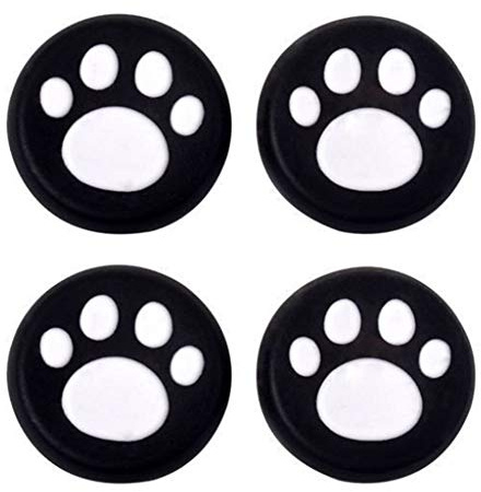 Silikon-Daumengriffkappe, Joystick-Thumbstick-Kappen für PS4, PS3, Xbox One, PS2, Xbox 360, Game-Controller (weiße Katze, Hundepfote, 4 Stück)
