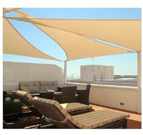 Faura - Toldo Vela Triangular Waterproof - Beige - 165 gr/m2 | 5 x 5 x 5 Metros