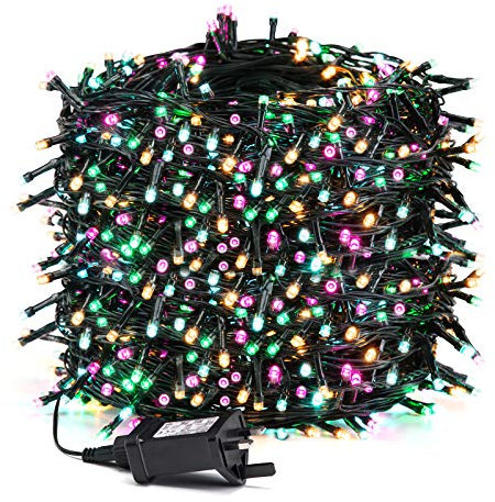 Avoalre Multicoloured Christmas Lights 100M1000LEDs String Lights Christmas Tree Lights 8 Lighting Modes Fairy Lights Plug in IP44 Waterproof for Garden Xmas Wedding Party Decoration Indoor Outdoor