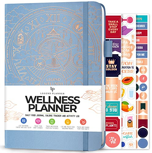 Legend Wellness Planner & Food Journal - Tägliches Diät- & Gesundheitstagebuch mit Übung & Gewichtsverlust Tracker - Ernährungstagebuch, 6 Monate (Immergrün)