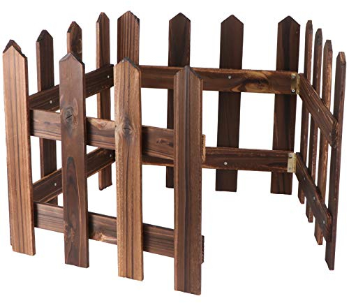 Happyyami 1.2m Christmas Tree Wooden Picket Fence Garden Decorative Fence for Christmas Xmas Tree Wedding Party Decor Brown